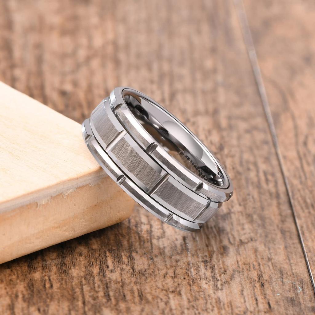 [Rockyu] Accessories Rings Men's Silver Tungsten Ring Simple 8mm Matte Finish Wide