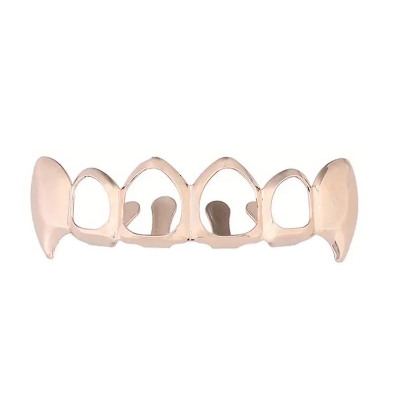 European Six-Tooth & Four-Tooth Hollow Fangs with Flat Teeth Hip Hop Grill Set