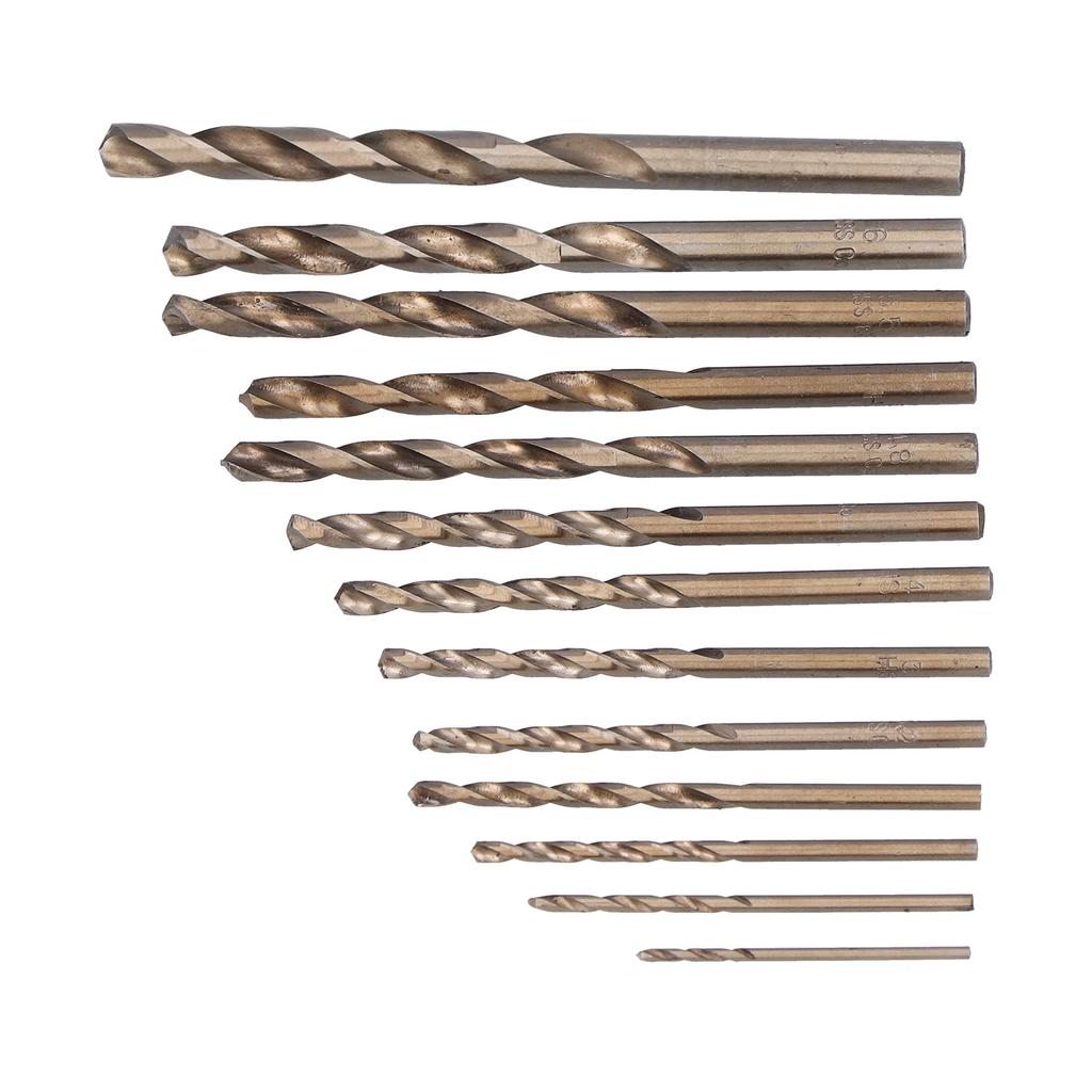 13Pcs Twist Drill Bits Heat Resistant Cobalt HSS Straight Shank 1.5mm?6.5mm with Storage Box