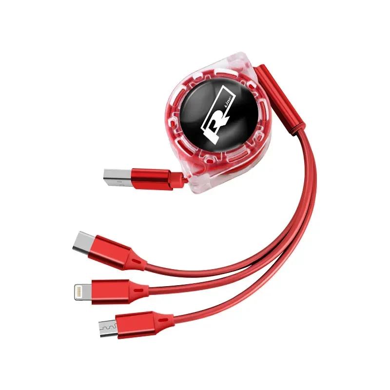 New New 3 In 1 Charge Cable Cord Multi Port Charging Wire Line For Volkswagen Rline T-Cross Arteon Jetta T-ROC Eos CC Sharan