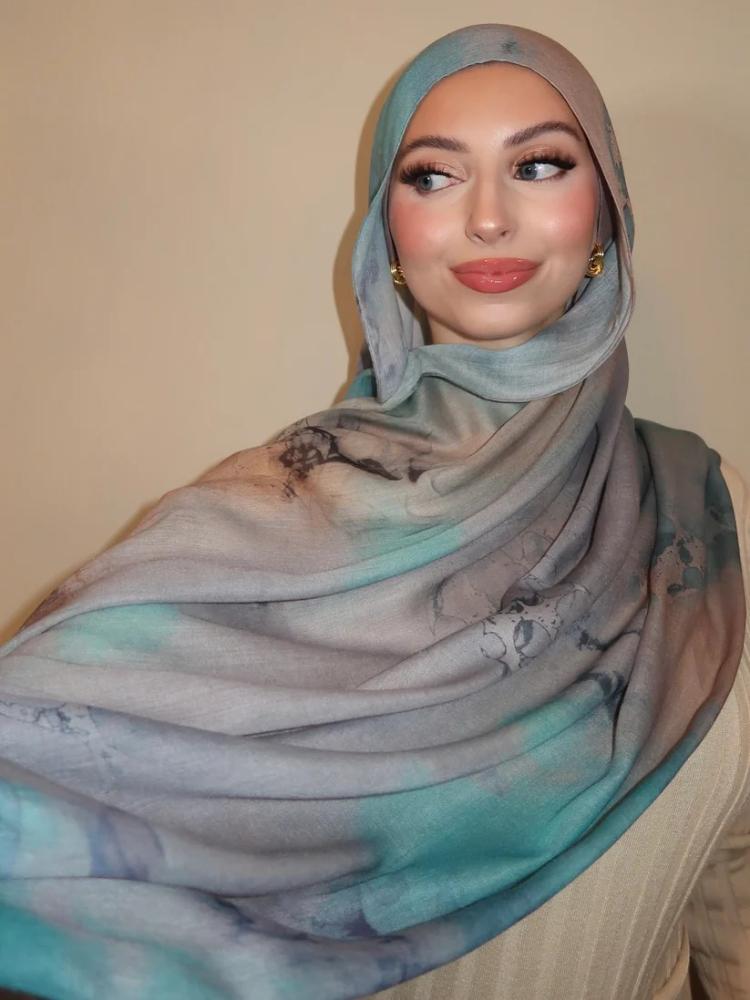 Yto Scarf Women's New Watercolor Hijab Scarf Bandana Headband Vintage Luxury Beach 180Cm Long Handkerchief Bohemia Muslim Accessories