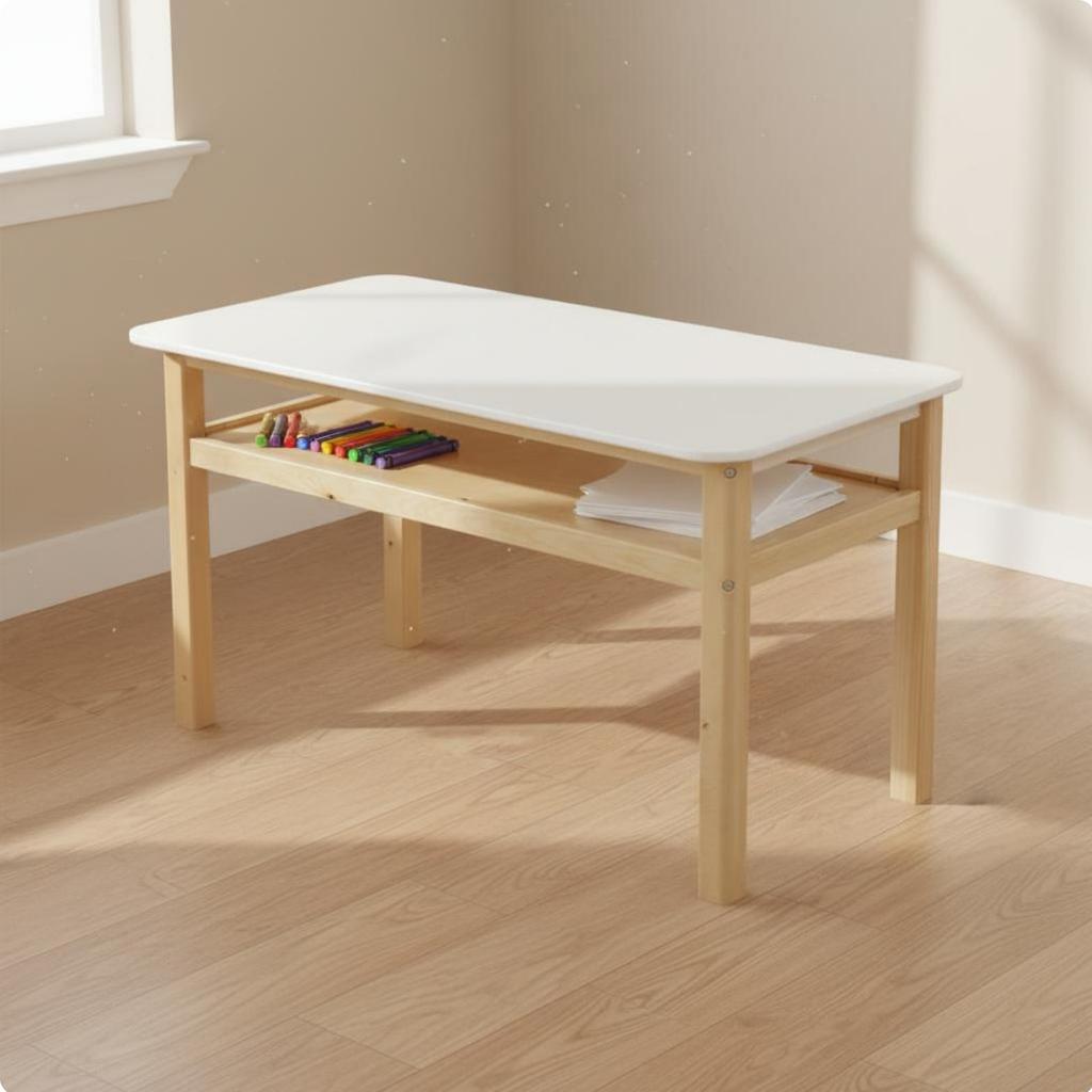 Hardwood Wood Kids Table and Chair Set Easy to Clean Kindergarten Classroom Table Wooden Craft Desk and Chair Set for Students