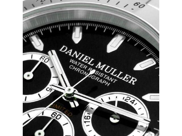 DANIEL MULLER Watch All Stainless Steel Chronograph Men's Watch DM-2003BK NEW