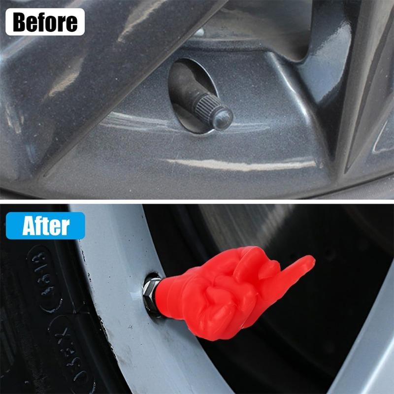 Luminous Valve Caps Middle Finger Style Tire Valve Dust Caps Dustproof Tire Cap Fluorescent Night Glowing Valve Stem Caps Decors