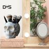 Makeup Brush Holder Skull Shape Large Capacity Makeup Brush Container Sturdy Resin Construction Storage Organizer