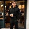 Pánský sportovní outfit Mikina Kalhoty Dvoudílná sada pro muže Sportovní mikina s kapucí Pohodlné sportovní oblečení & Tepláky se šňůrkou Podzim Zima Jednobarevné
