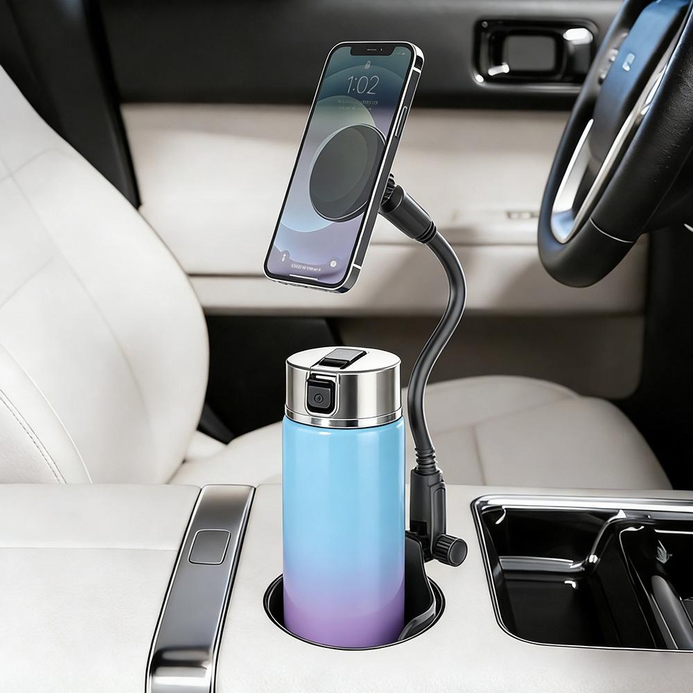 Magnetic Car Cup Holder & Phone Mount with Multi-functional Adjustment