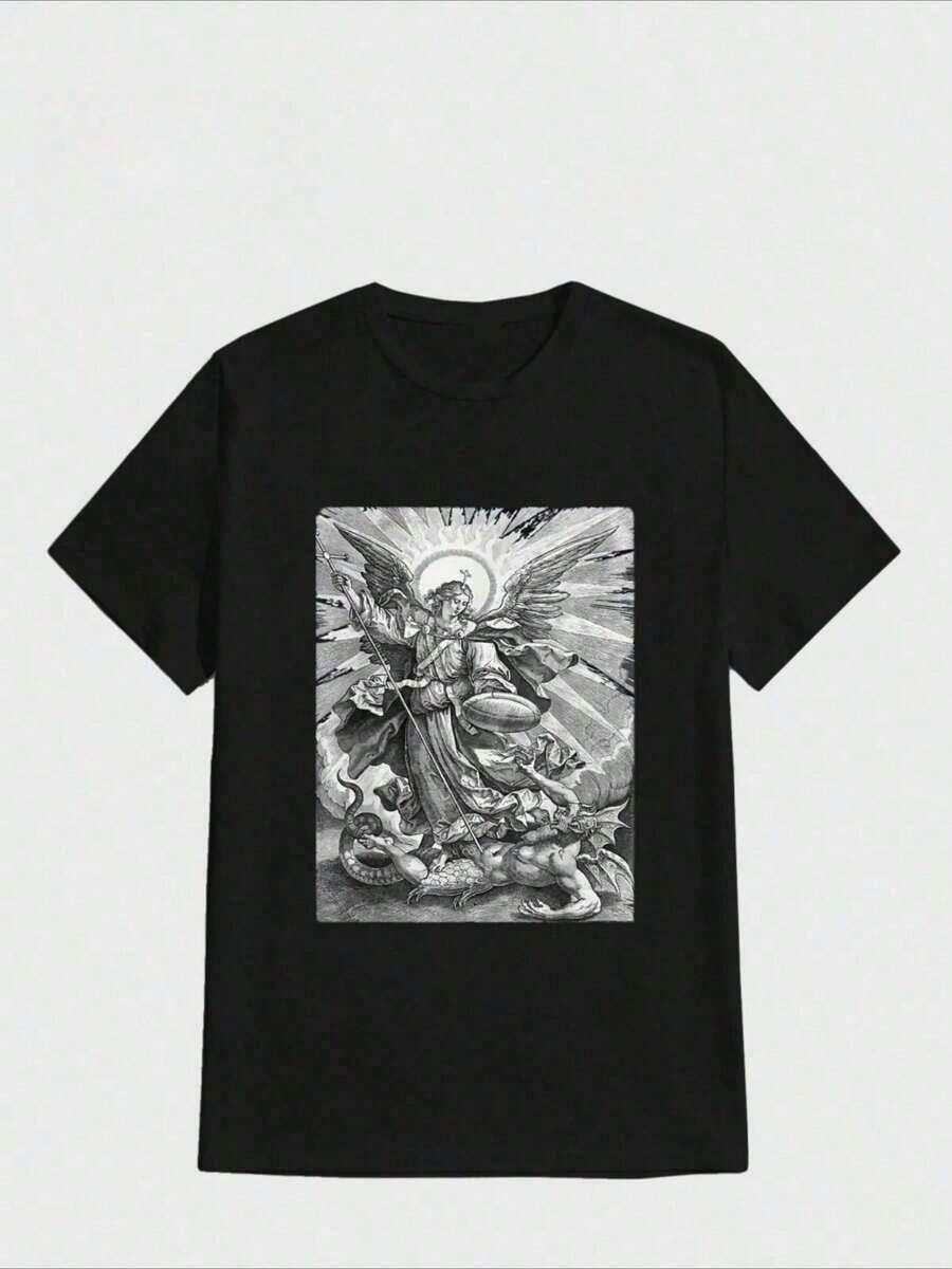 

The AUUUUhangel Prayer Catholic Traditional Casual Digital Print Pure Heavy Unisex s T-Shirt XL