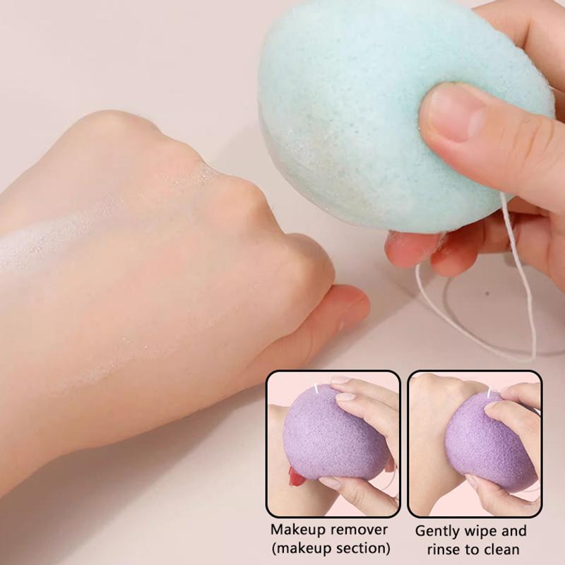 Fiber Material Round Facial Cleansing Exfoliator Face Wash Cleaning Sponge Face Wash Puff 1/5 Pcs Konjac Cleansing Sponge