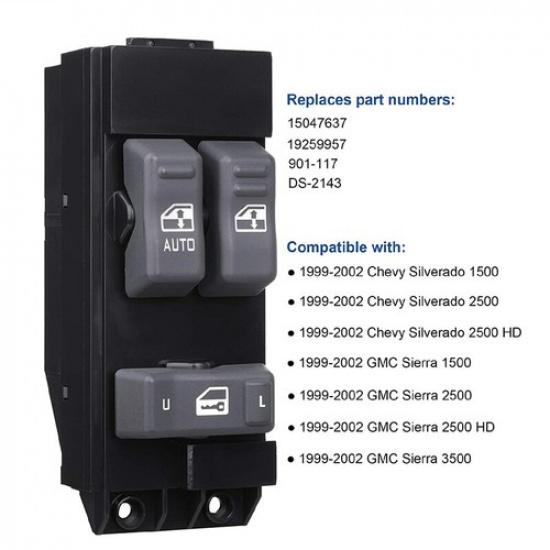 Master Window Switch for 1999-2002 Chevy Chevrolet Silverado/GMC Sierra 15047637