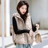 Gilet Trapuntato con Cappuccio Dimagrante Taglie Forti da Donna - Stile Coreano Autunno/Inverno 2025 Cotone Piumino
