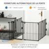 Safety Barrier Fireplace Protection Barrier Playpen Dog Enclosure Foldable Modular 6 Panels with Door No Drilling 362.5 X 76 Cm Black