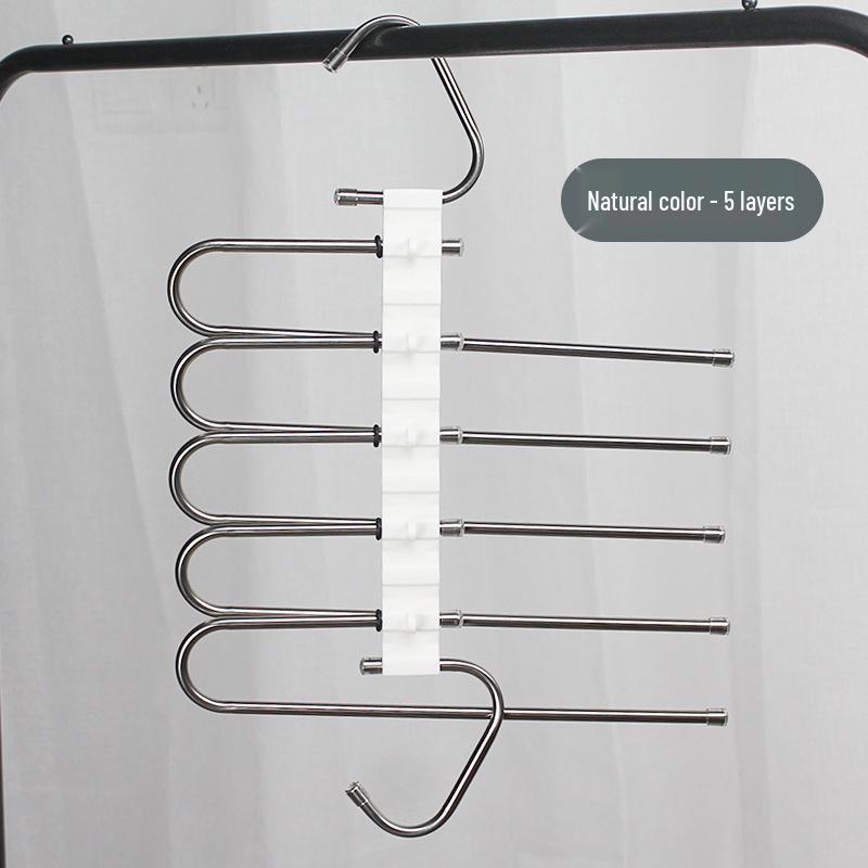 Stainless Steel Multi-Layer Folding Pants Hanger with Clips - Magic Storage Rack for Wardrobe
