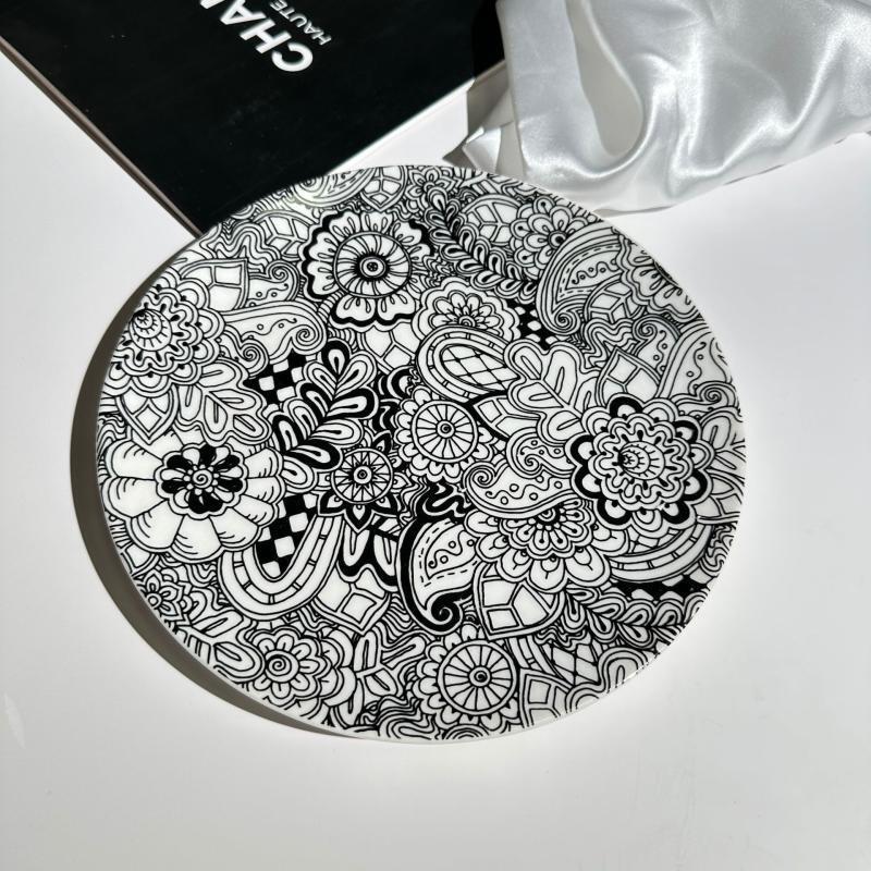 RuHan Simple Black & White Ceramic Compartment Plate