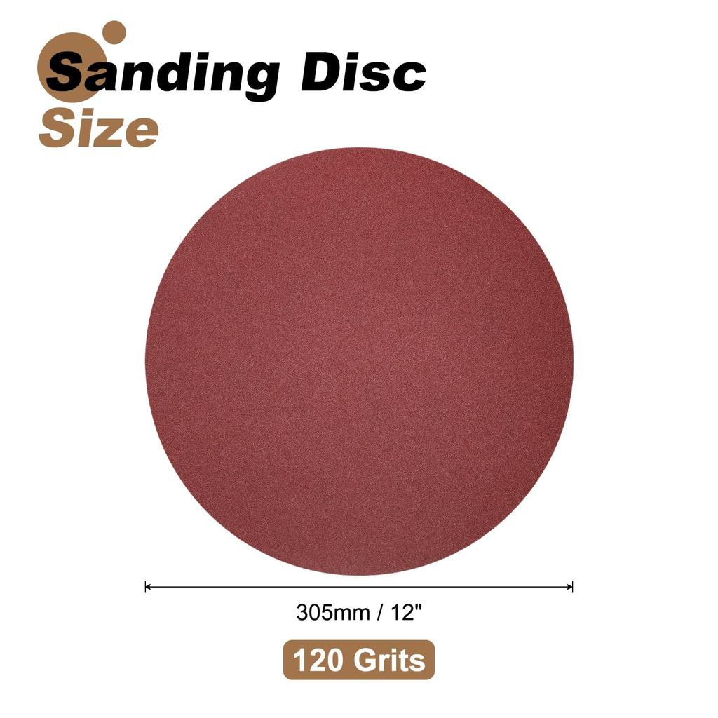 Uxcell PSA Sanding 100 Grit Aluminum Oxide Round Sander Paper for Sanding Auto Car and Metal 5-Piece 12-inch Discs, Self-Adhesive Stick-Back