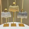 Rhinestone Tassel Evening Clutch with Metal Handle, Sparkly Party Handbag for Women