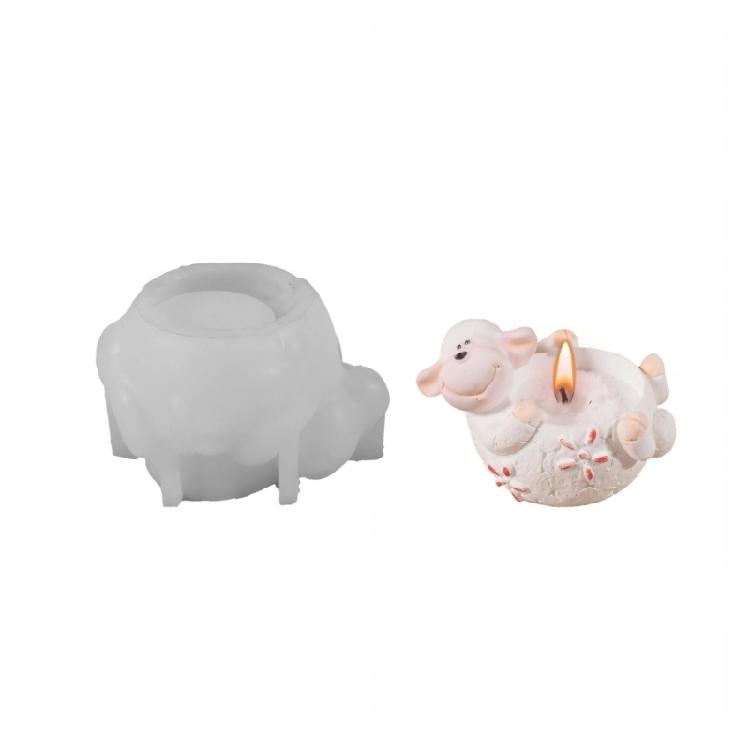 Tealight Candle Holder Silicone Mold Jewelry Storage Box Sheep Epoxy Resin Mold for DIY Crafts Home Decors Ornament