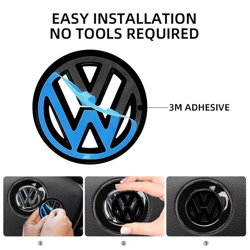 VW Car Sticker Car ABS Plastic Steering Wheel Logo Circle Trim Sticker for Volkswagen Golf VW PoloJetta Mk6 Tiguan Passat Zs1