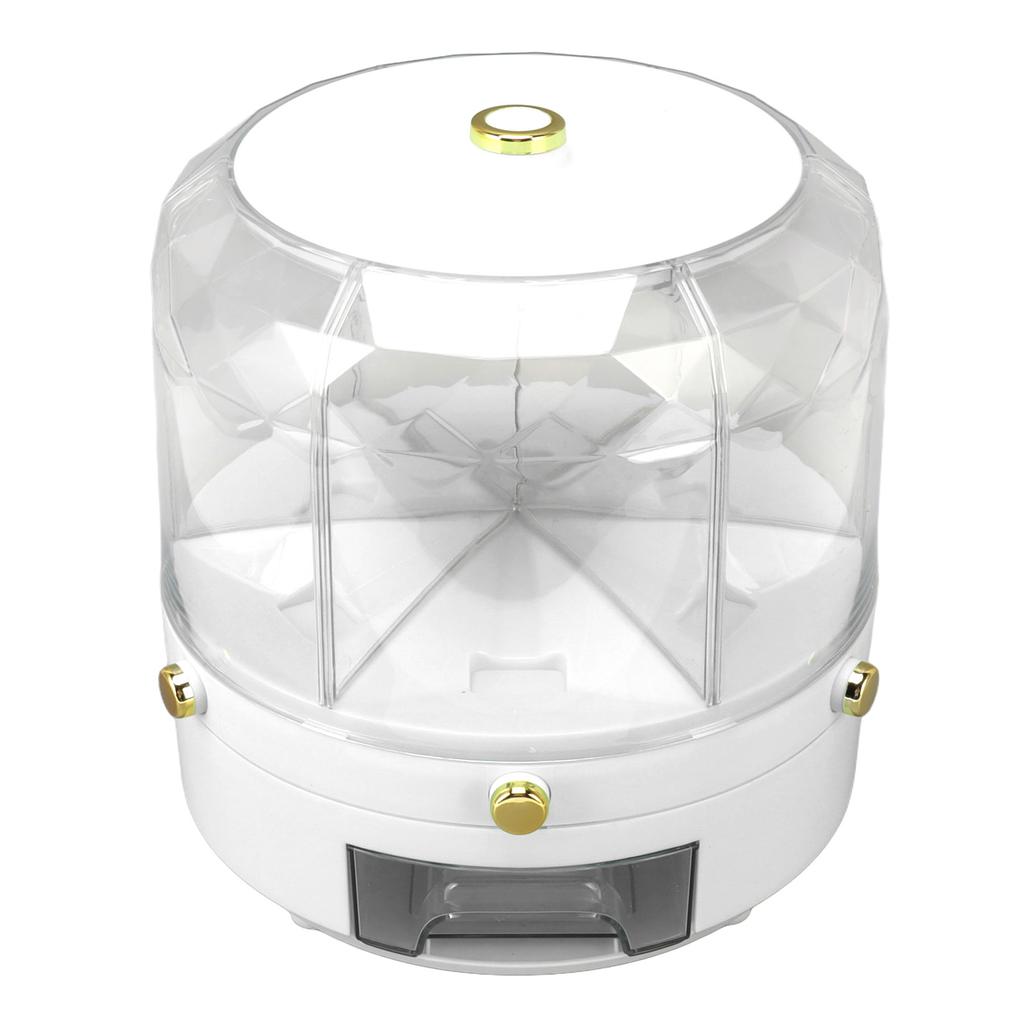 Rotatable Grains Storage Box 6 Grid 6KG 360 Degree Rotating Rice Dispenser for Rice Beans Grains Household Kitchen White