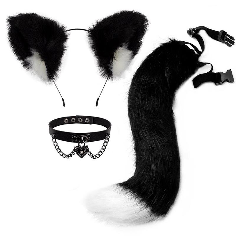 Handmade Cat Ears & Tail Set: Cute Cosplay Hair Accessories for Catgirl
