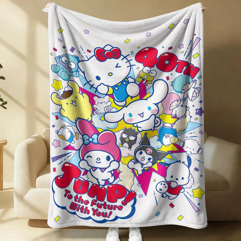 Sanrio 40th Anniversary Flannel Blanket Soft Warm Plush Throw For Couch Bed Cover Camp Lightweight Summer Nap Blanket Fan Gift