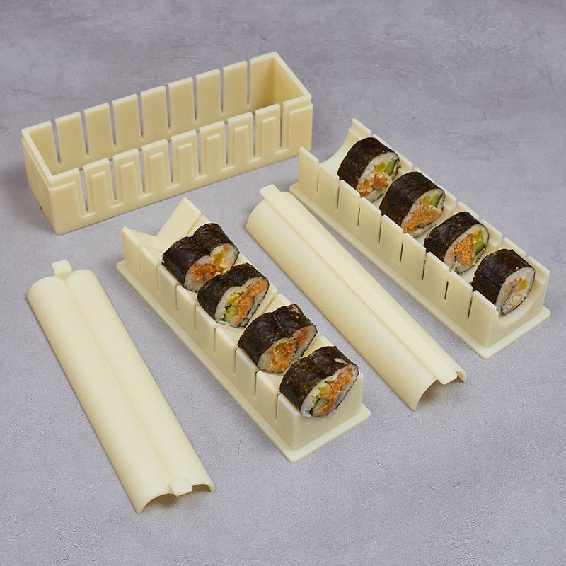 3Pcs/Set Sushi Maker Equipment Kit Plastic Kimbap Sushi Rolls Mold Round Square Heart-Shaped Sushi Making Tools Cake Roll Mold