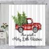 Christmas Truck Shower Curtain Vintage Xmas Car With Snowy Pine Fir Tree New Year Bathroom Accessories Holiday Bath Curtains Set