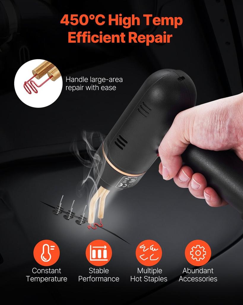 Cordless Plastic Welder Gun 120W Plastic Welder Kit with 400 Staples