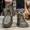 Neue Business-Stiefelette für Herren Lässige flache Designerschuhe Schnürstiefel Mode Lederstiefel Winter Rutschfest Hoher Schaft Werkzeugstiefel