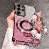Shockproof Case for Samsung Galaxy S26 S25 FE S24 Plus S23 S22 Ultra A56 A36 A26 A17 A57 A37 Glitter Stand Holder Bracelet Cover