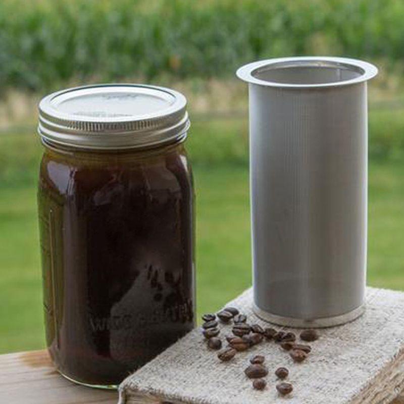 24TE Jar Filter Mesh Stainless Steel Infusers Multi Cold Brew Coffee Filters Reusable Home DIY Coffee Maker Coffeewares