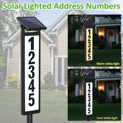 Solar Address Sign Lighted Address Plaque Waterproof Automatic Charging Simple Installation Illuminated LED Address Number
