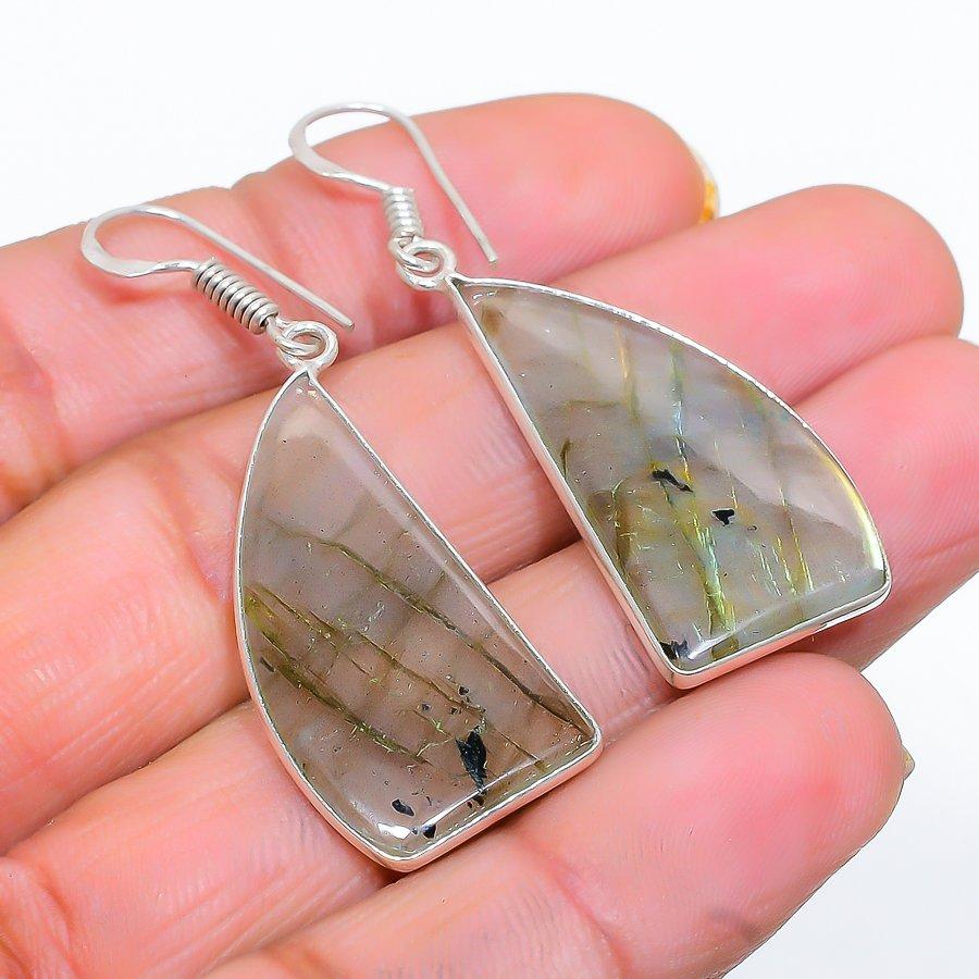 

Labradorite Gemstone Handmade 925 Sterling Silver Jewelry Earring 1.97 GK-4787