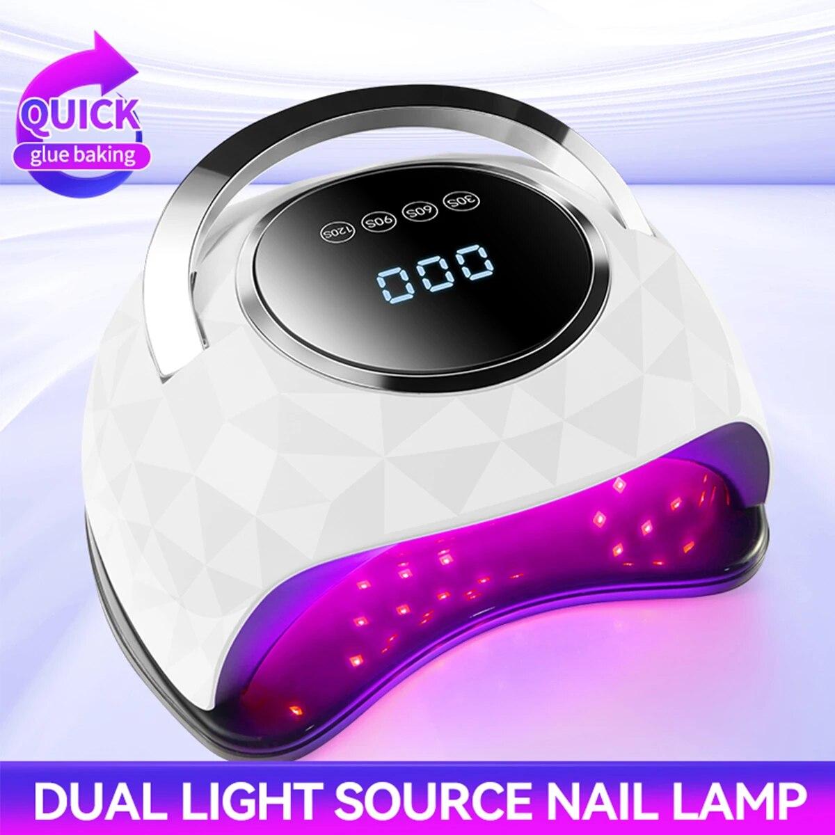 

1 шт., 288 Вт, 63 лампы, бусины, двойной источник света, лампа для ногтей, мощная УФ-сушилка для ногтей для всех гель-лаков для ногтей, светодиодный светильник для фототерапии EU