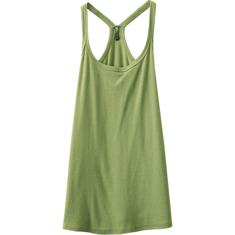 

14-Color Ribbed I-Shaped Casual Bottoming Vest Suspenders Strap I-shaped vest one Green 6 yards