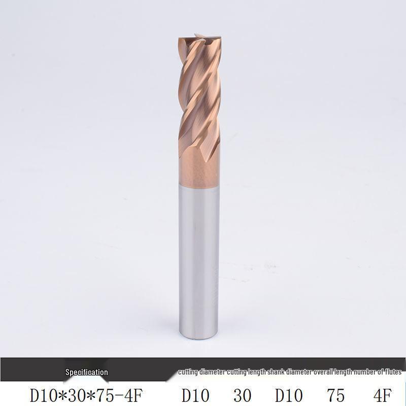 55° Tungsten Steel 4-Flute End Mill, Hard Alloy Coated, CNC Flat Bottom Tool