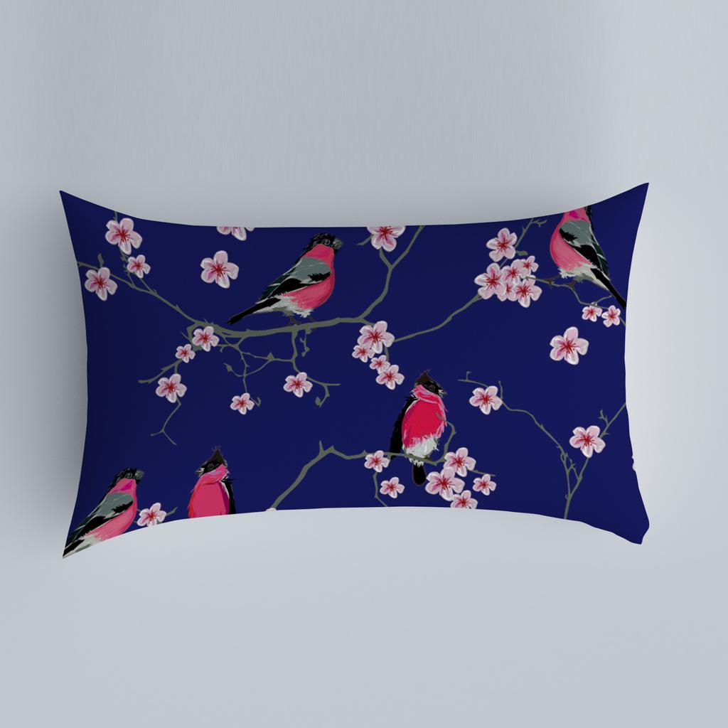 Bedroom Living Room Sofa Home Pillowcase Car Back Pillowcase Chinese Pillowcase Flower and Bird Pattern Cushion Cover