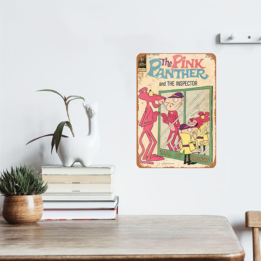One piece aluminum plaque, "Pink Panther and Detective", (8x12 inches/20cm*30cm), perfect home decorations for bathroom