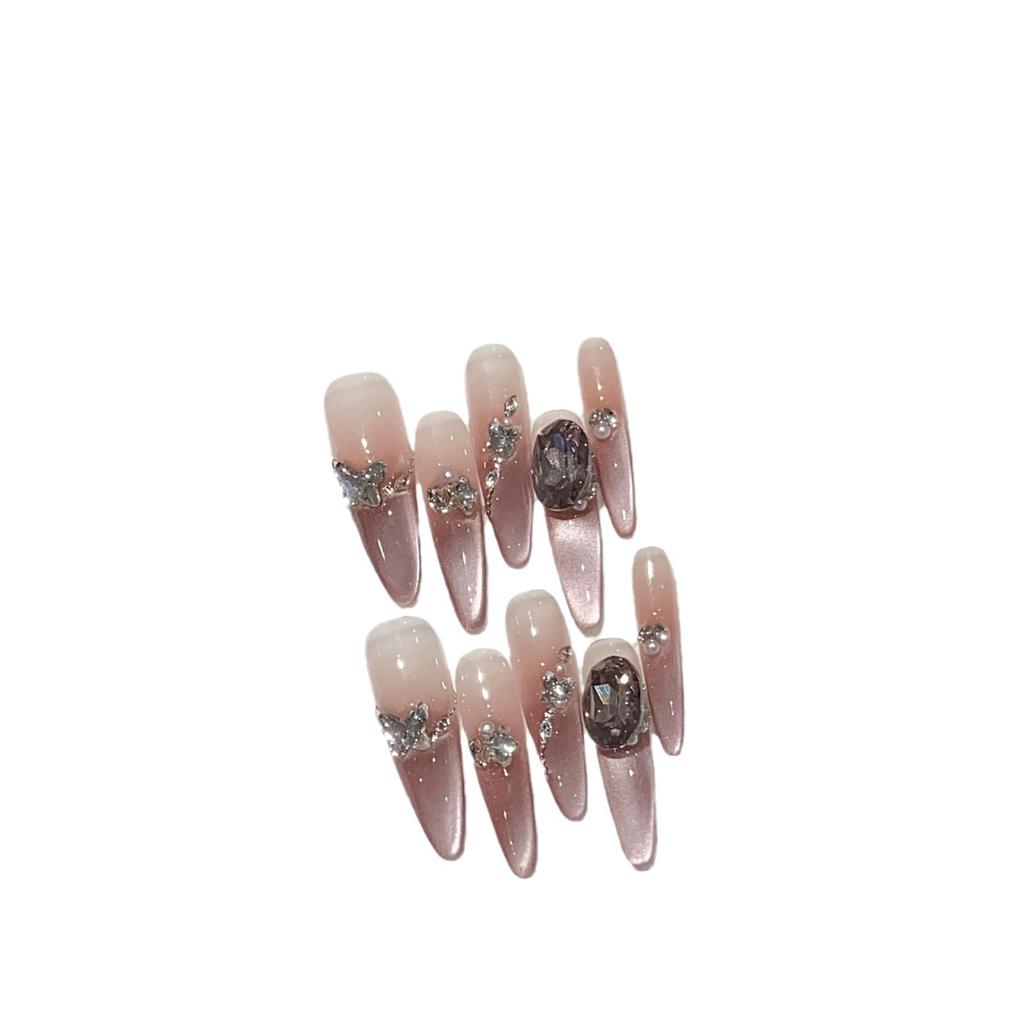Pure Pink Gradient Side Light Cat Eye Oblique Edge Broken Diamond K9 Oval Diamond Nine Purple Fire Armor Piece