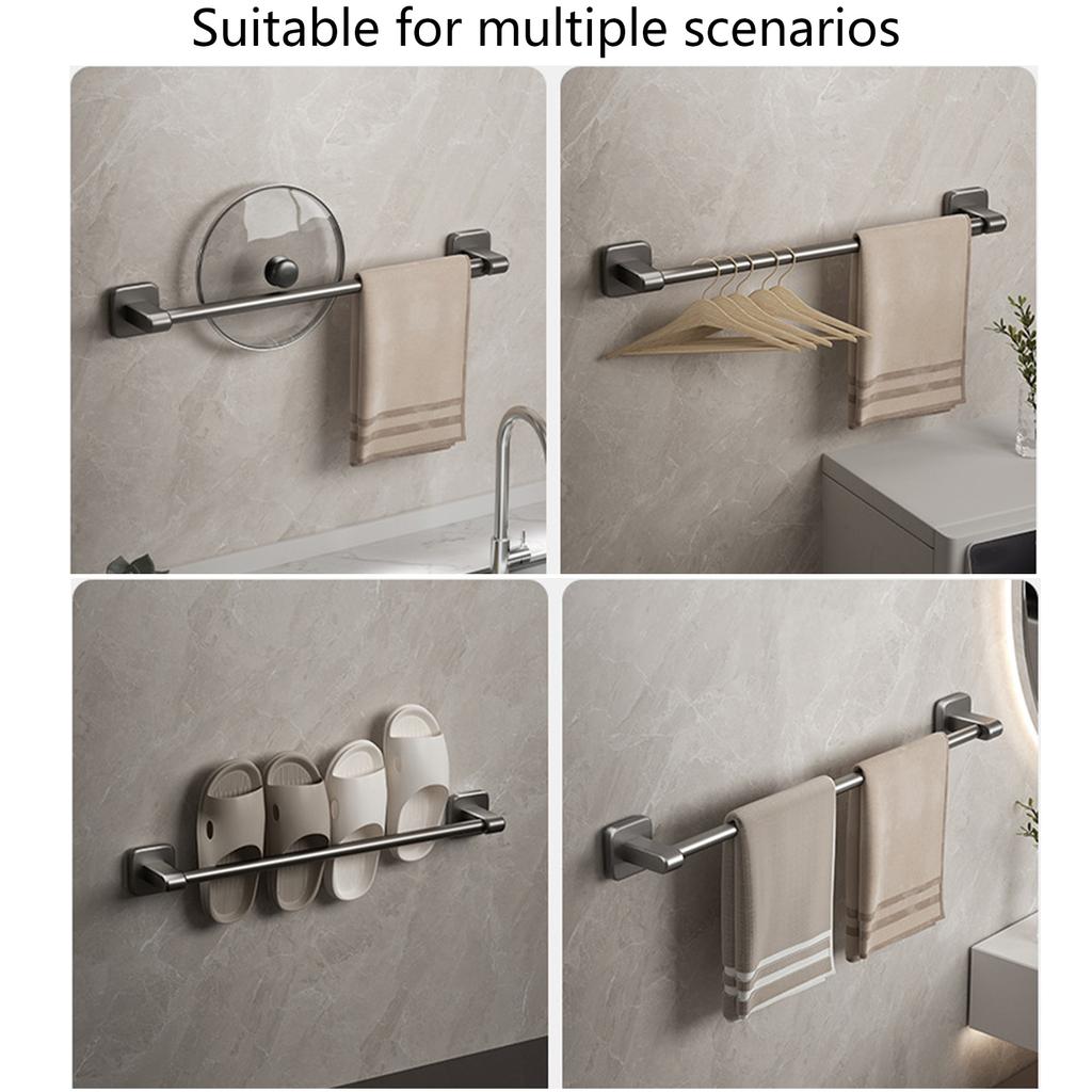 Self-Adhesive Bathroom Towel Storage Rack Wall Mounted Towel Bar Rail Organizers Hanging Towel Holder Easy Installation