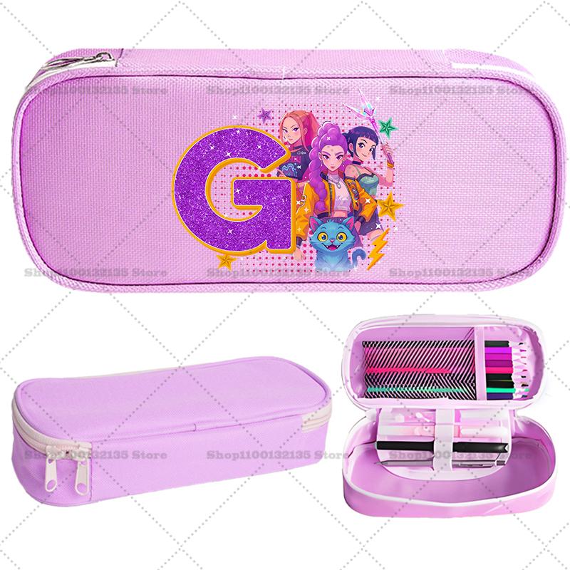 Kpop Demon Hunter Children Pencil Box Cartoon letter Student School Supplies Stationery Kids Penbag Pencilcase Kawaii Boys Gift
