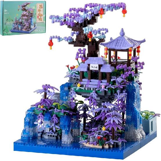 Peach Blossom Pond Japanese Architecture Building Blocks Set for Adults and Kids, Micro Mini Bricks Cherry Blossom Tree House Building Kit 2500+PCS Zsxzgwz