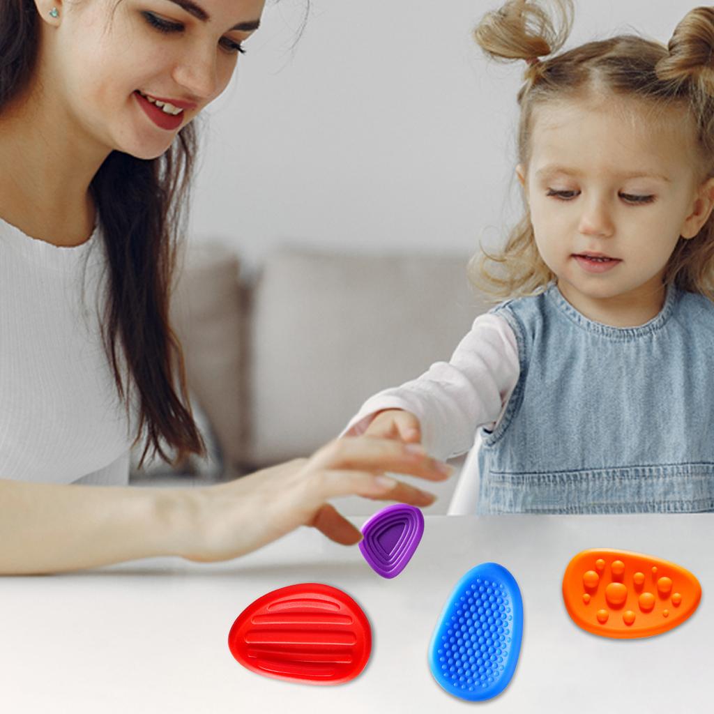 6Pcs Fidget Toys for Kids Adults Textured Sensory Silicone Stone for Autism Kids Calming Down Fidget Stress Relief Toys