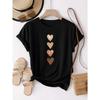 Women's Casual Short Sleeve T-Shirt with Four Heart Graphic Print - Black & Golden, Medium Stretch Round Neck