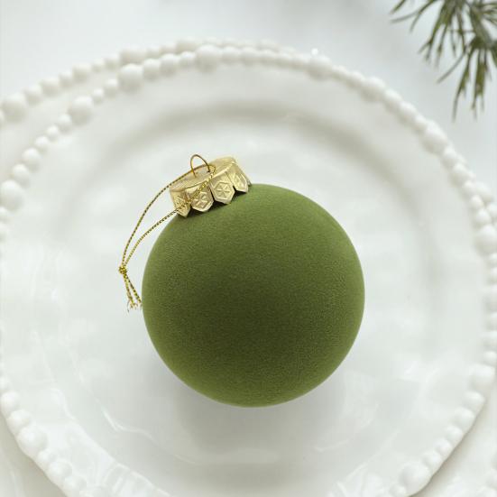 6Pcs Christmas Ball Ornaments Flocking Rustic Distressed Hanging Balls with Loop Farmhouse Xmas Decoration