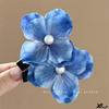 Blue Beach Floral Hair Clip - Elegant Headwear & Side Hairpin Accessory