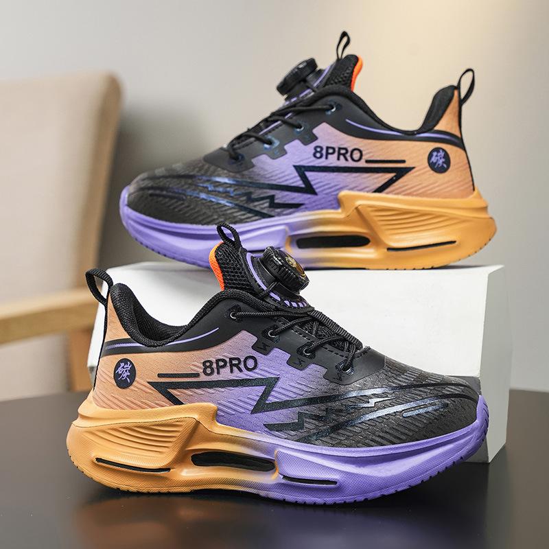 Primary and secondary school students knob shoes 2025 autumn red rabbit boys children's sports running shoes leather surface comfortable and lightwe