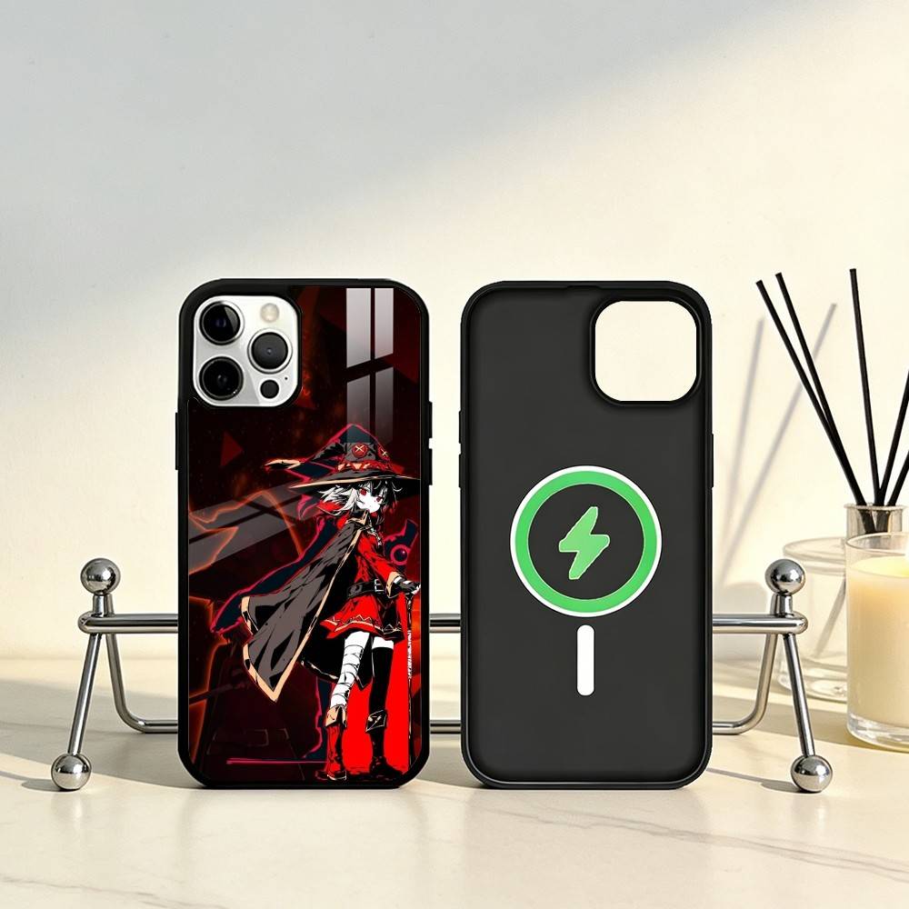 Megumin Anime K-KonoSubaS Phone Case For iPhone17,16,15,14,13,12,11 Plus,Pro Max Magnetic For Magsafe Wireless Charging iPhone16PRO