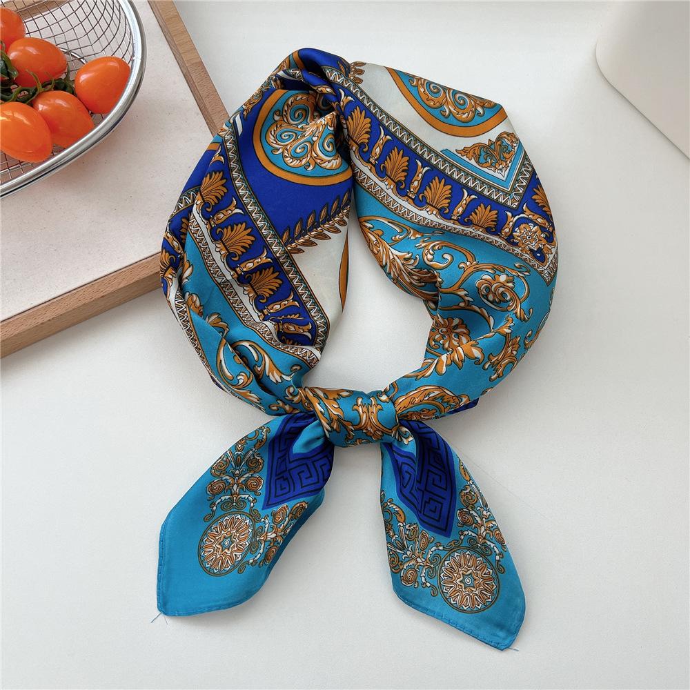70*70cm New Luxury Square Scarf Silk Scarves Women Neck Hair Tie Band Hijab Kerchief Head Headband Smooth Bandana Female Foulard