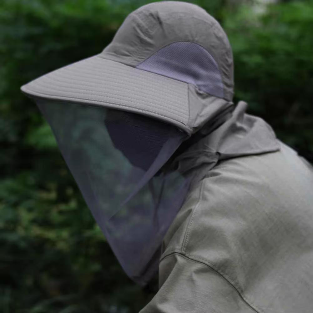 Mosquito Prevention Cap For Fishing Insect Protective Cap Mosquito Head Net Full-Mesh Drawstring Windproof Strap Beekeeping
